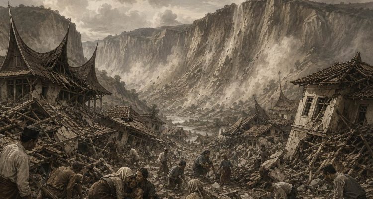 ilustrasi gempa sumani-sianok 1926
